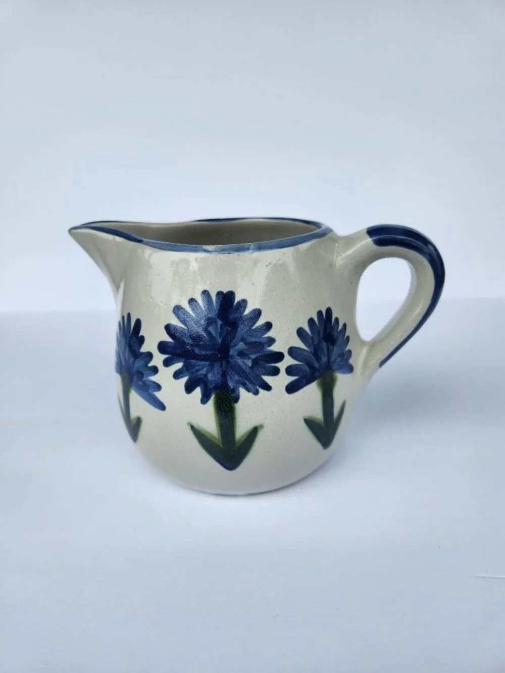 Louisville Kentucky Stoneware Pitcher Blue Bachelor Button Cornflower Design